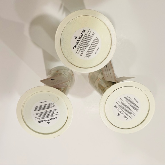 SET OF 3 MELA ARTISANS Candle Holders Cream Green Orange - Picture 12 of 12